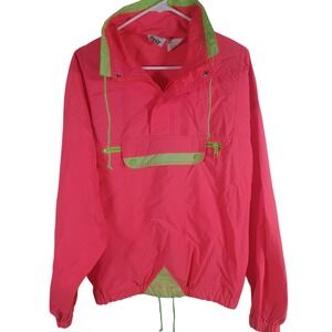 Beach Blvd Vintage Bright Neon Colorblock‎ Anorak Windbreaker Surf Jacket Medium
